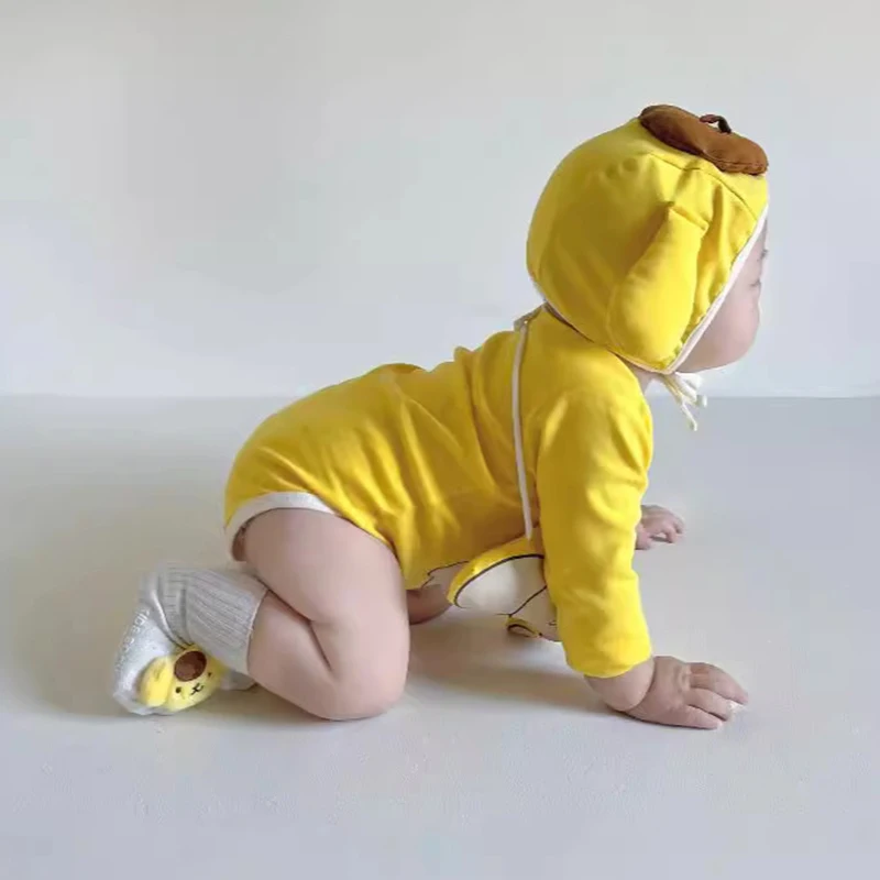 الوليد الطفل الأصفر ارتداءها 3 قطع مجموعة الكلب المطبوعة طفل الفتيات الفتيان لطيف الحيوان رومبير الرضع لطيف جرو هالوين زي