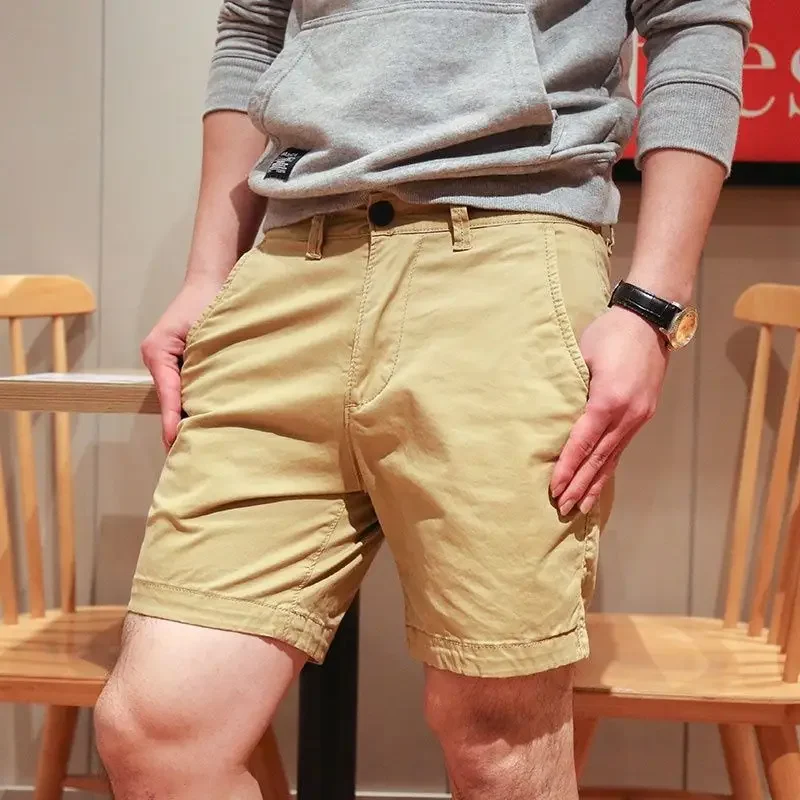 Bermuda Short Pants for Men Solid with Zipper Mens Cargo Shorts Button Big and Tall Cotton New in 2024 Fashion Streetwear Jorts