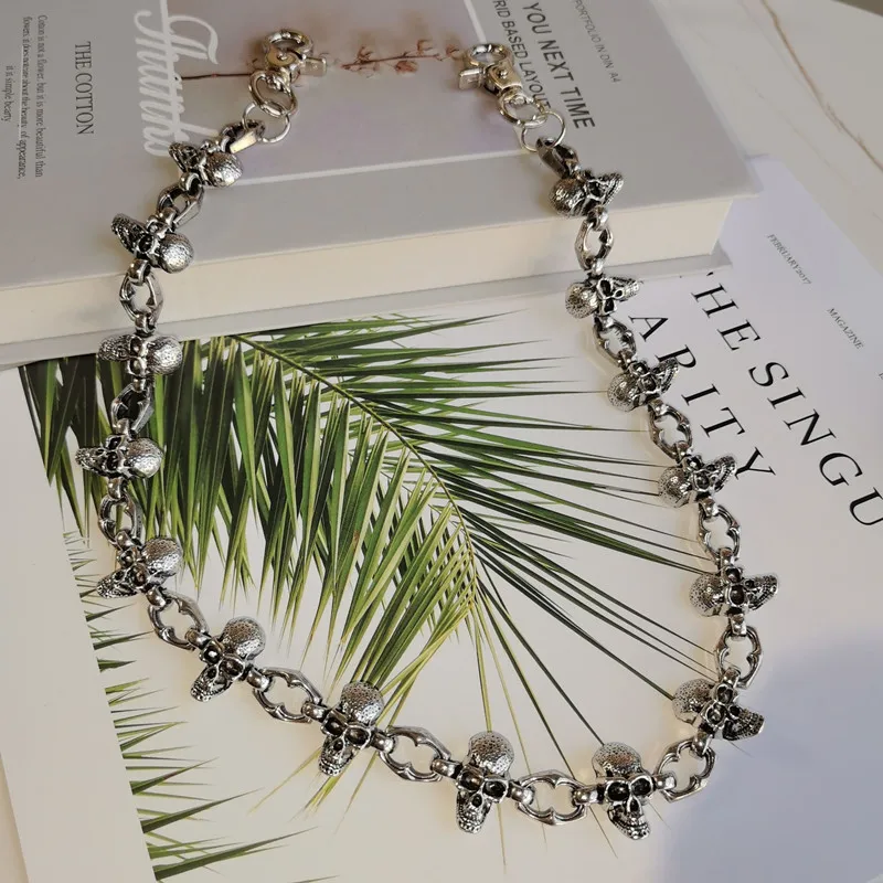 الرجال دراجة نارية المفاتيح جان السائق محفظة أحزمة سلسلة الجمجمة سحر القوطية روك الجمجمة السراويل السراويل الخصر مفتاح الرجال BL48 #3