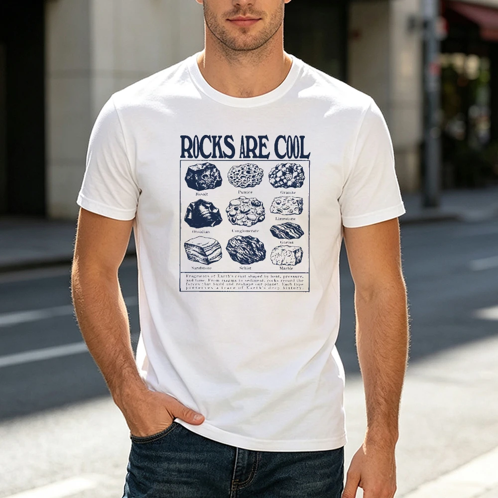 Geology Rock Collector Print Mens Summer Short Sleeve Tees Rocks Are Cool Mineral Vintage Graphic Shirts