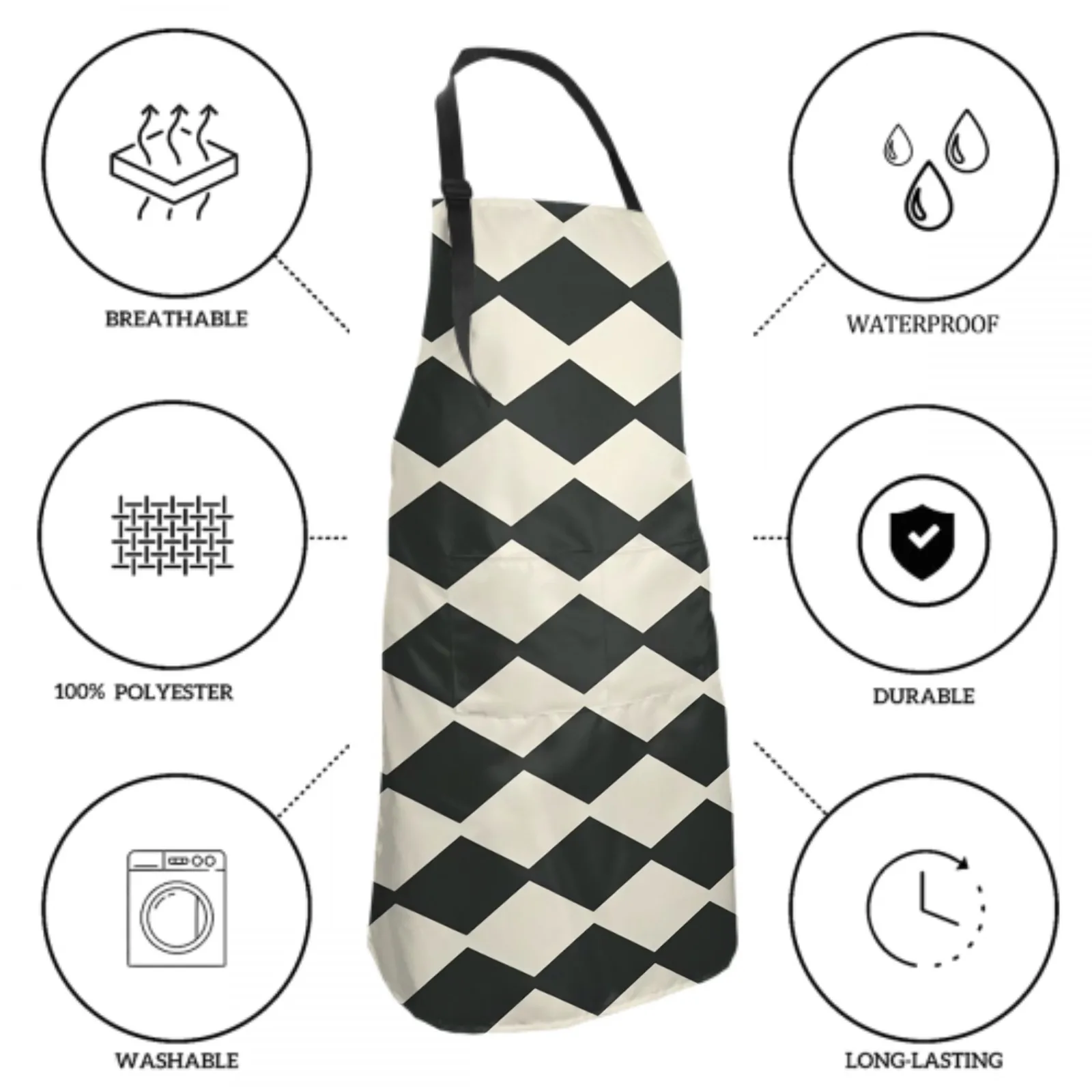 Abstract Waterproof Apron with 2 Pockets Kitchen Chef Apron Fashions Apron for Hair Brushing Cooking Baking Painting Gardening