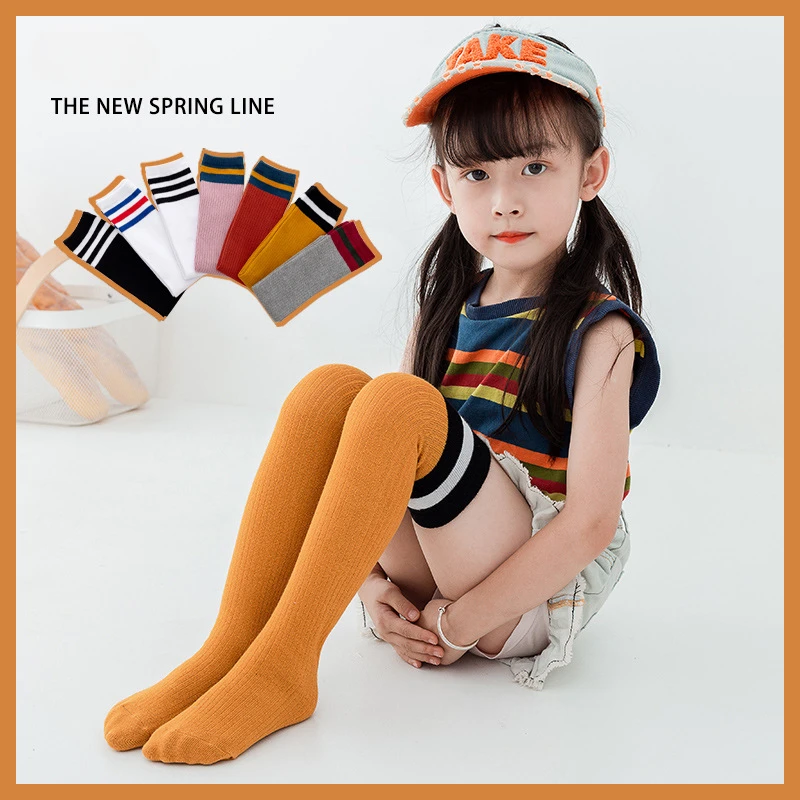 Spring Summer Children\'s Korean Fashion Three Bars College Wind Long Tube Comfortable Breathable Students Over The Knee Socks