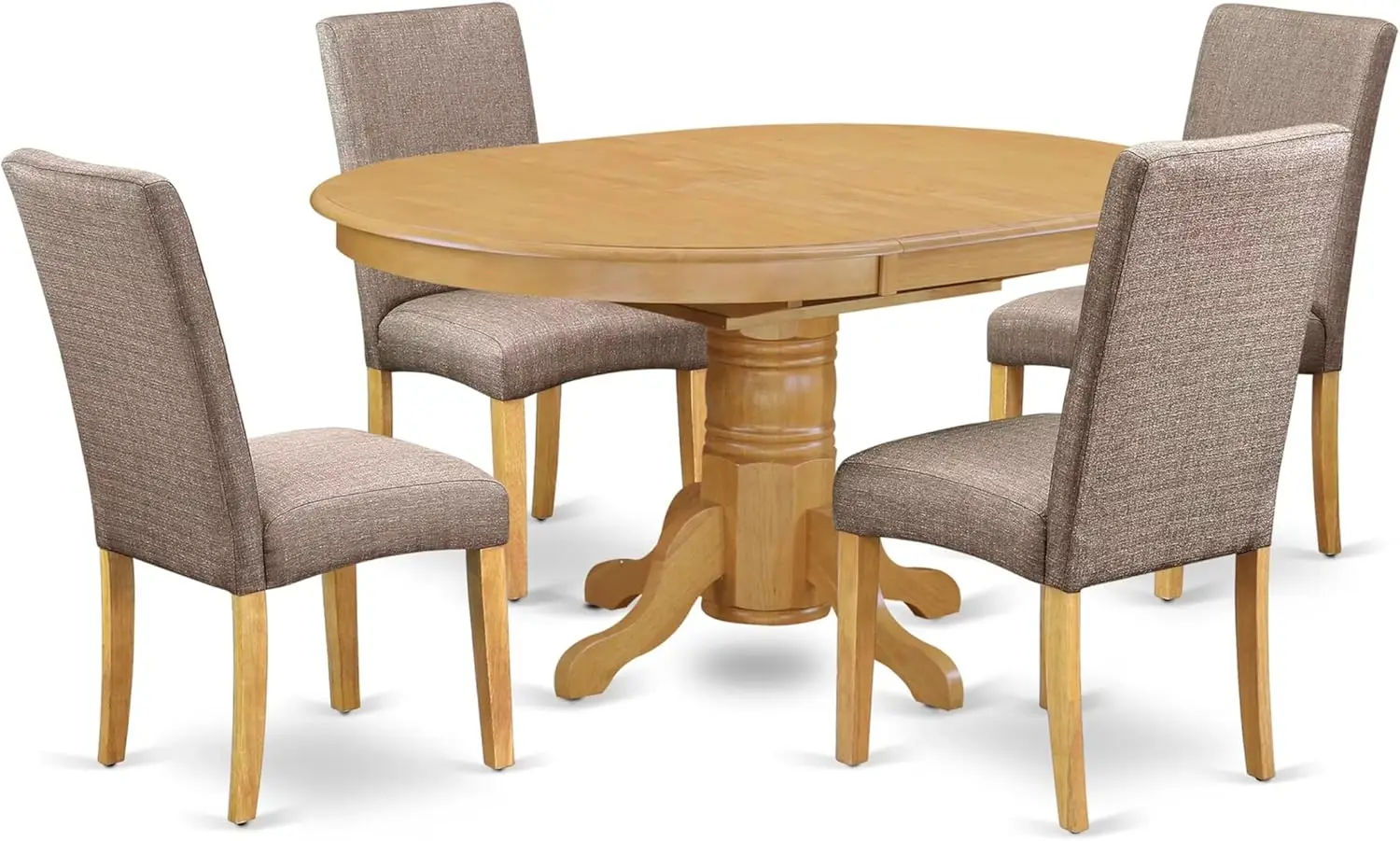 East West Furniture Avdr5-Oak-16 Avon 5 Piece Room Set Includes An Oval Kitchen Table With Butterfly Leaf And 4 Dark Khaki