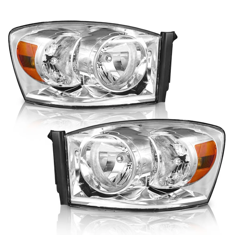 

Headlights Assembly For 2006-2008 Dodge Ram 1500 2500 3500 Halogen Headlamp Pair
