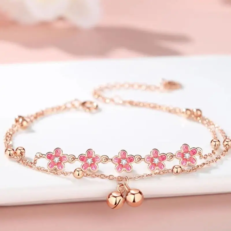 Spring Ankle Jewelry Dainty Floral Designs Breathable Copper Chain Wrishchain Accessory For Women Girls