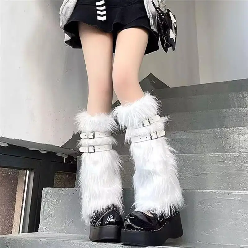 

Y3NE Fuzzy Faux Furs Leg Warmer Furs Long Boot Cuffs Cover Carnivals Boot Cover