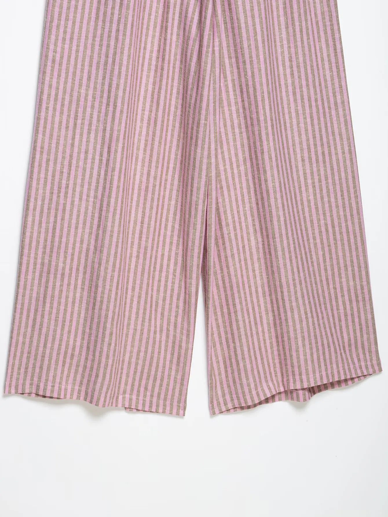 Women's Striped Pants 2026 New Summer Mid-waist Lace Up Pleats Casual Female Fashion Vintage Wide-leg Pants