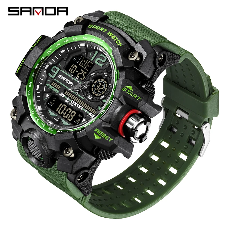 SANDA 2022 New Style Men\'s Watches 50M Waterproof Sports Military Quartz Watch For Male Digital Wristwatch Clock