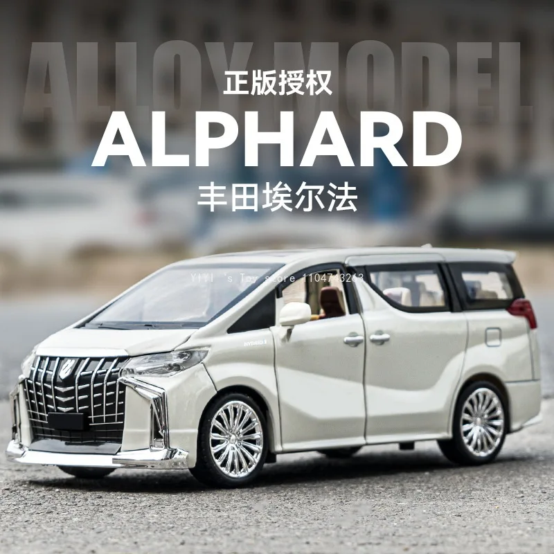 1:24 Alphard MPVรถของเล่นรุ่นโลหะผสมDiecastเสียงดึงกลับประตูเปิดยางยางจําลองยานพาหนะนําเสนอ 30