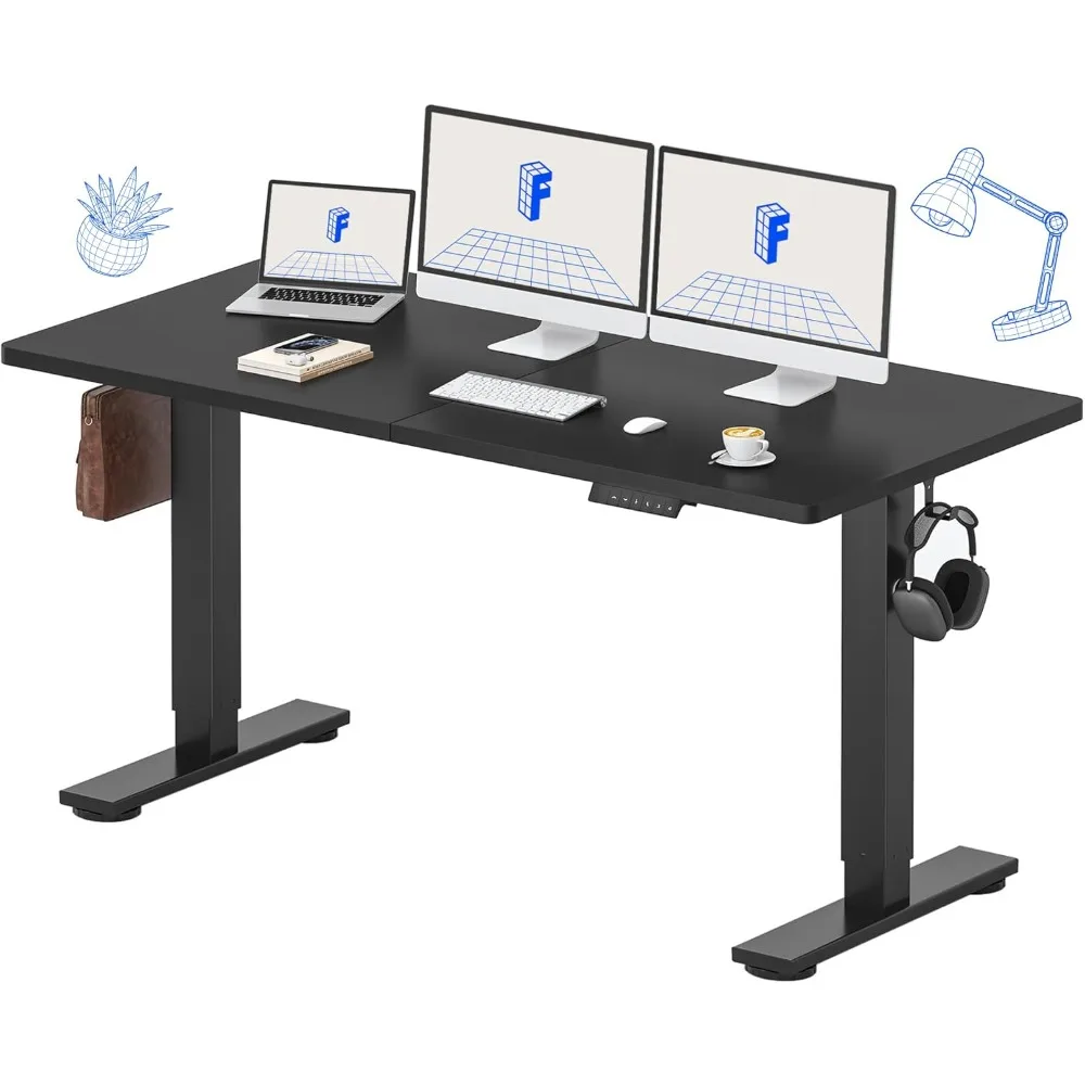 

Electric Height-Adjustable Desk with 63x24-inch Modular Panels, Ergonomic Memory Control, Black Top