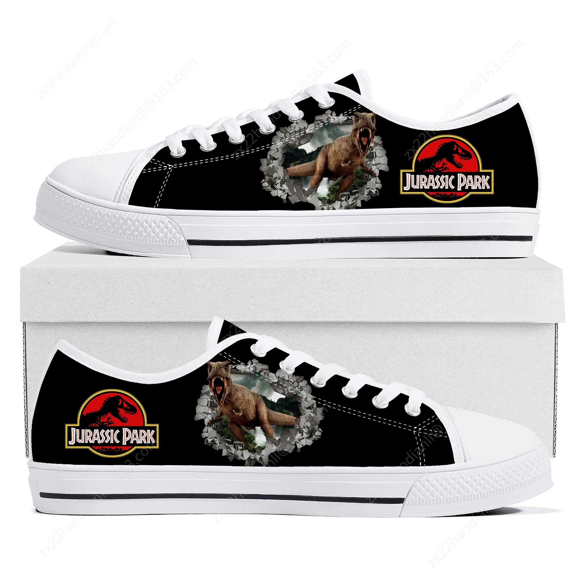 Dinosaur World Cartoon Jurassic Park Low Top Sneakers High Quality Mens Womens Teenager Canvas Sneaker Couple Shoes Custom Shoe