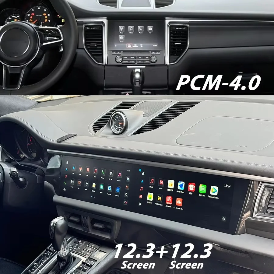 L For Porsche Macan 2014-2019 Car Radio Multimedia Android13 Dual Screen CarPlay GPS Navigation Head Unit Auto Stereo BT 4G WIFI