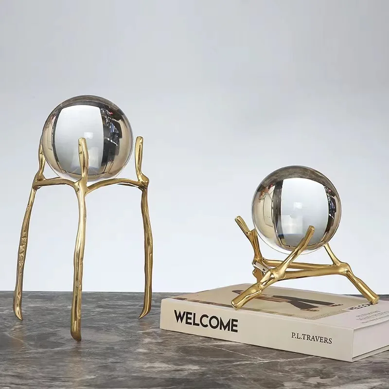 

Hxl crystal ball desktop ornament living room wine cabinet home decoration iron art