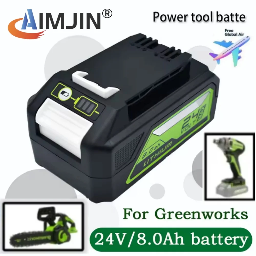 

24V 6.0Ah Lithium-ion Replacement Battery G24B2 for Greenworks ALL devices of 24V tools 29842 29852 BAG708 29322 21342