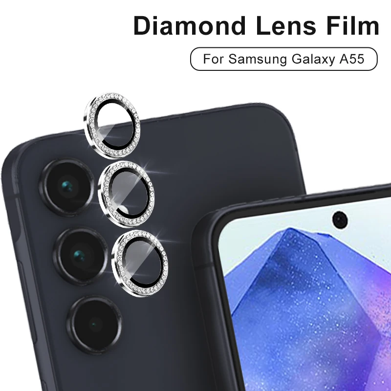 Diamond Lens Ring Cover For Samsung Galaxy A55 A35 A25 A15 A05 A05s A16 A06 Alloy Camera Protector Glass A54 A34 A24 A14 5G 4G