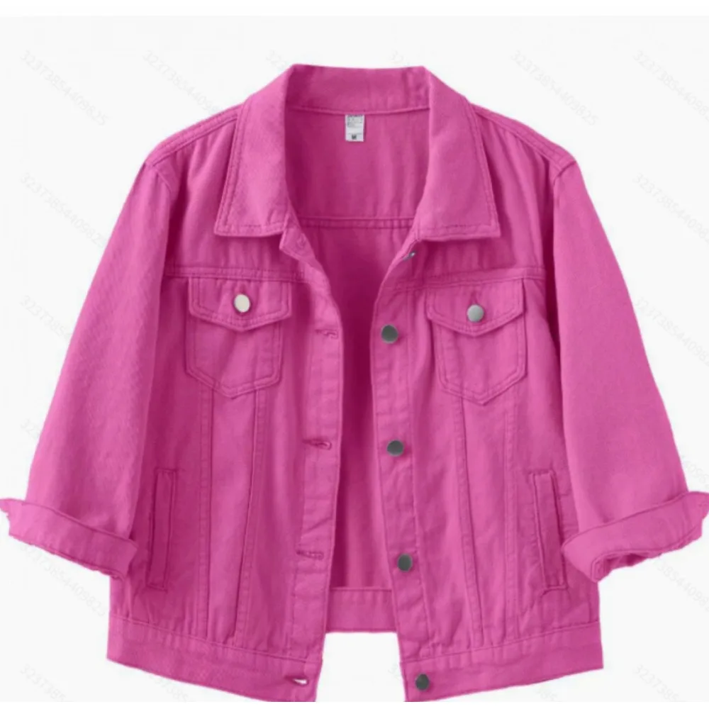 Women Denim Jacket Spring Autumn Short Coat Pink Jean Jackets Casual Tops Purple Yellow Purple Blue Loose Tops Lady Outerwear