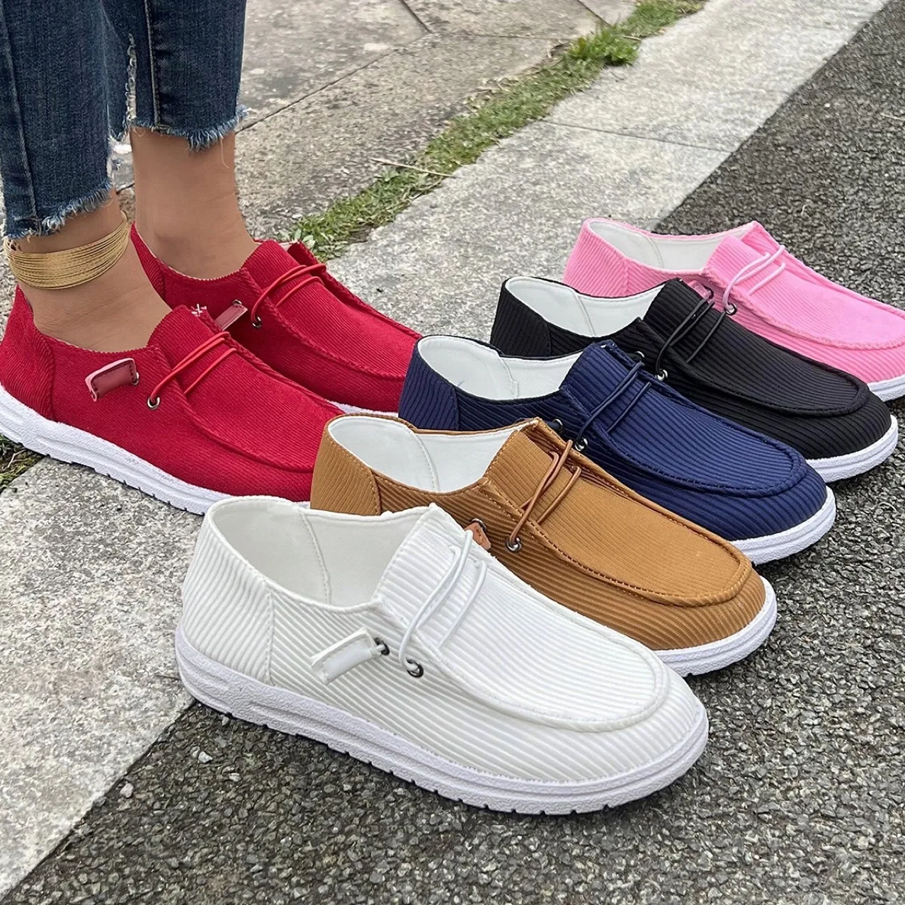 New 2025 Summer Fashion Women Vulcanize Shoes Ladies Casual Flats Convenient Slip on Loafers Comfortable Outdoor Sports Sneakers