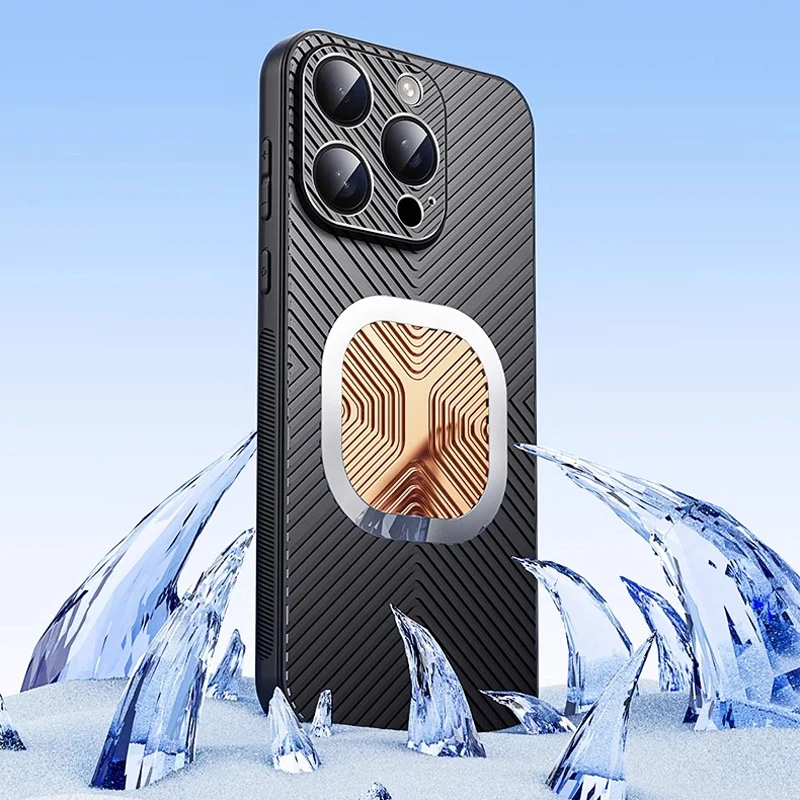 

Graphene Cooling Copper Fin Phone Case For iphone 17 16 15 14 Pro Max Case Heat Dissipation Thermal Silicone Grease Cover