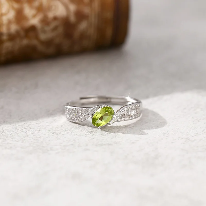 925 Sterling Silver Fine Gorgous Bride Resizable Size Ring Natural Peridot Jewelry Gift for Women Anniversary Gift