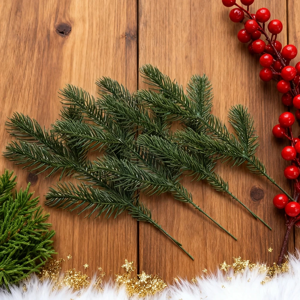 

40/100Pcs Artificial Plants Christmas Tree Home Room Wall Decor Accessories Wedding Outdoor Yard Garden Flowers Wreath accessori