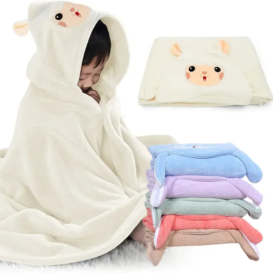 Baby Bath Towel Hooded Cartoon Animal Bathrobes Newborn Soft Blanket Toddler Bathrobe Warm Sleeping Swaddle Wrap for Boys Girls