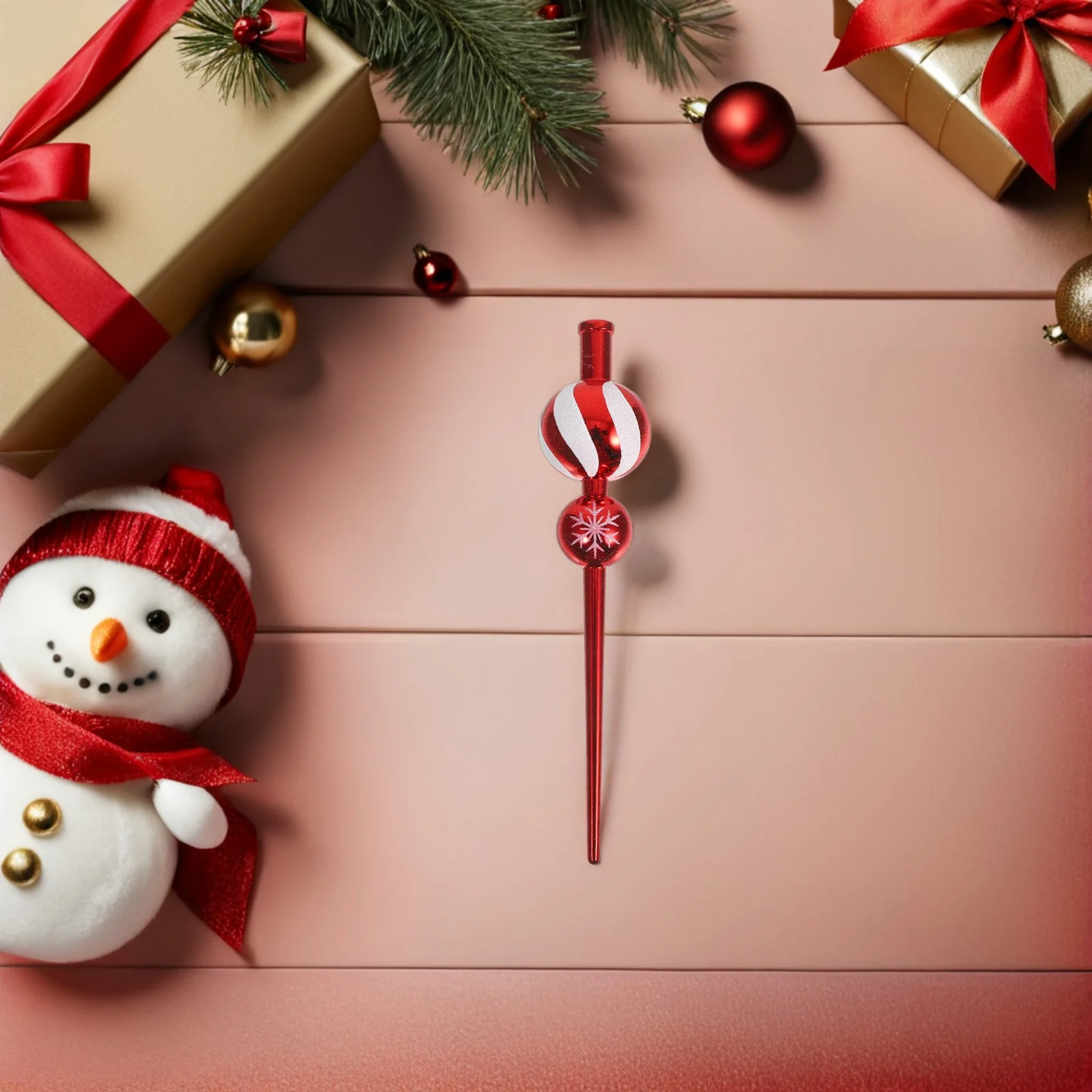 

Red Spherical Gourd Christmas Tree Topper Vintage Rustic Tree Decoration Holiday Party Seasonal Decor Christmas Sphere Ornaments