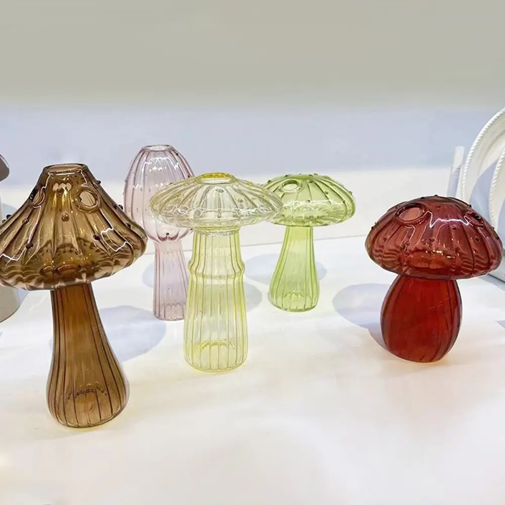 New Transparent Mushroom Shaped Glass Vase Aromatherapy Bottle Creative Home Hydroponic Flower Table Simple Decoration