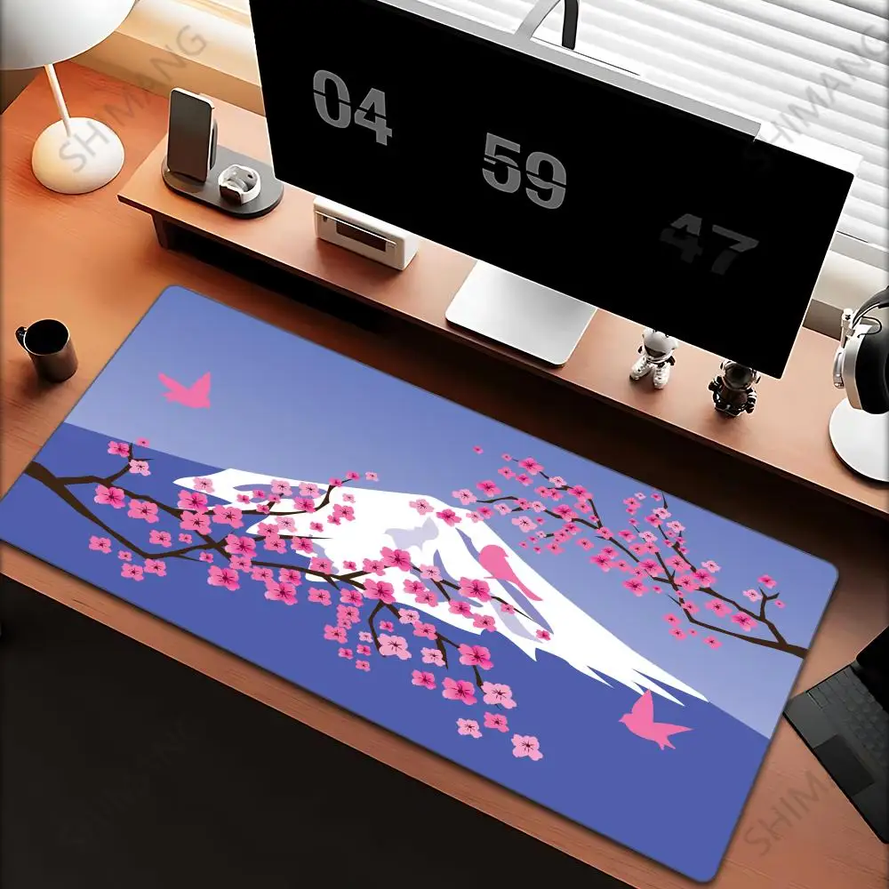 

Japanese Cherry Blossom Mouse Pad Non-Slip Office PC Mount Fuji Mice Pad Gaming Accessories Locking Edge Large Mousepad Desk Mat