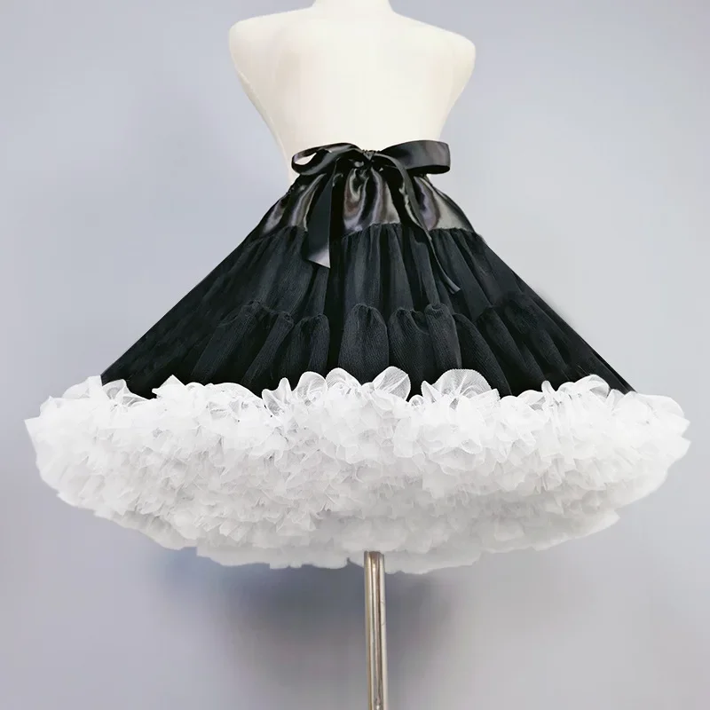 Feminino elástico curto petticoat inchado tutu tule saia princesa multi-camada multi-cor ballet dança pettiskirts underskirt