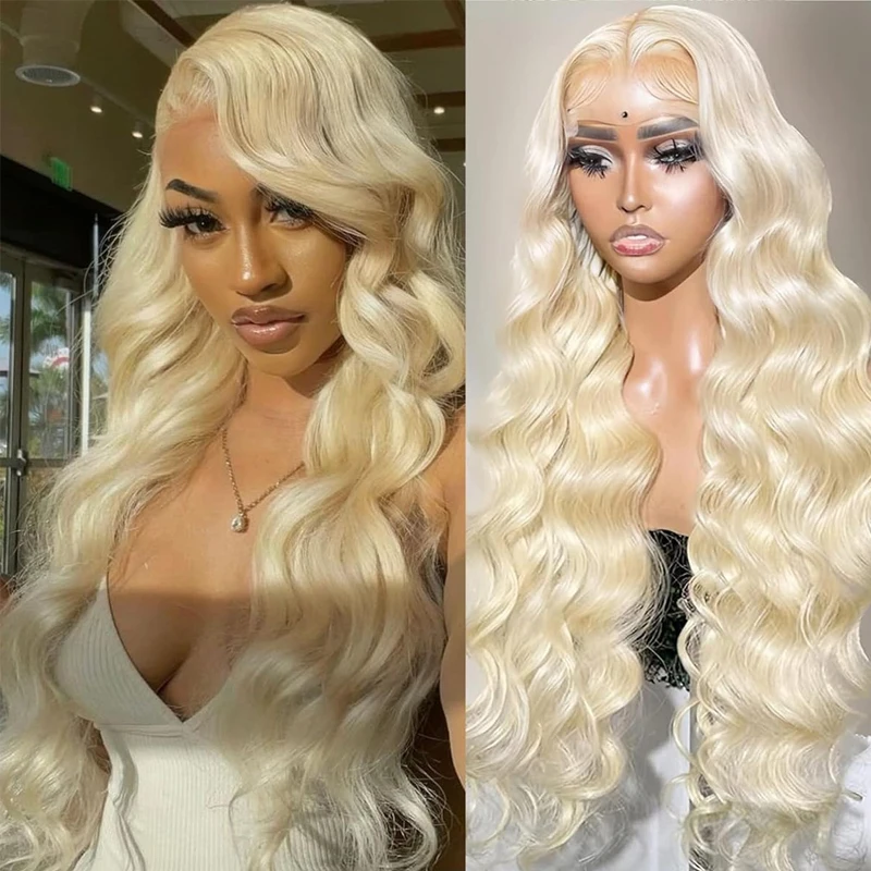 613 Front Lace wig Synthetic Hair 180 Density 13x4 Body Wave HD Clear Lace Front Wig Hair Blonde wig Natural hairline 28 inches