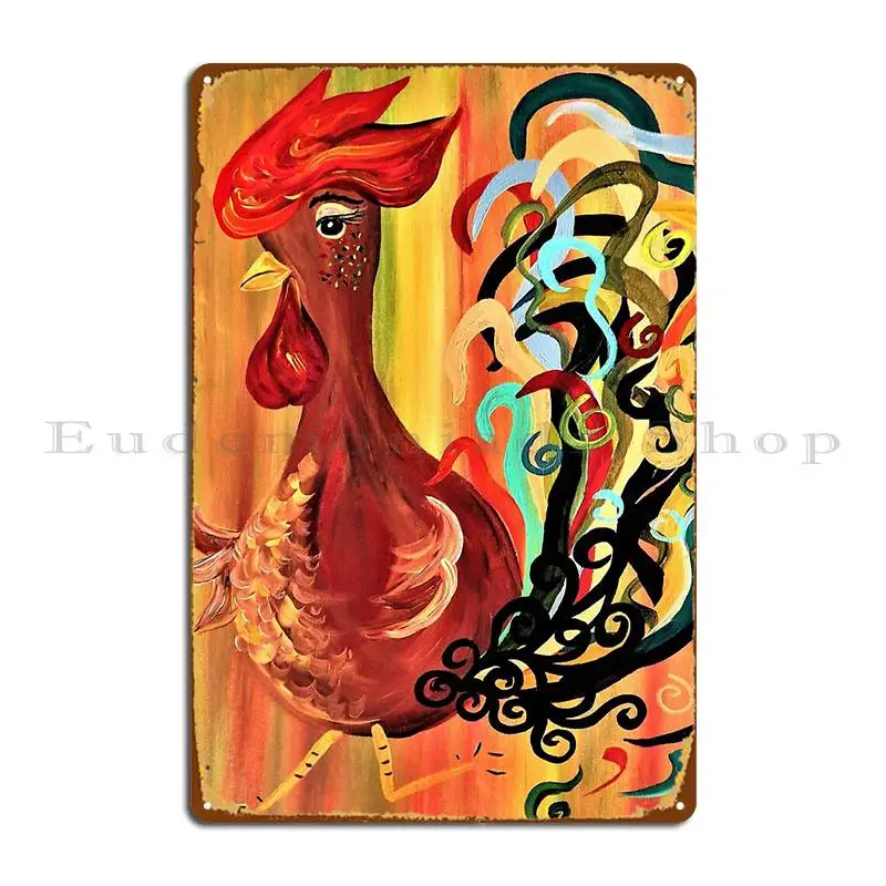 Curly Rooster Metal Plaque Create Designing Wall Decor Wall Plaque Pub Tin Sign Poster