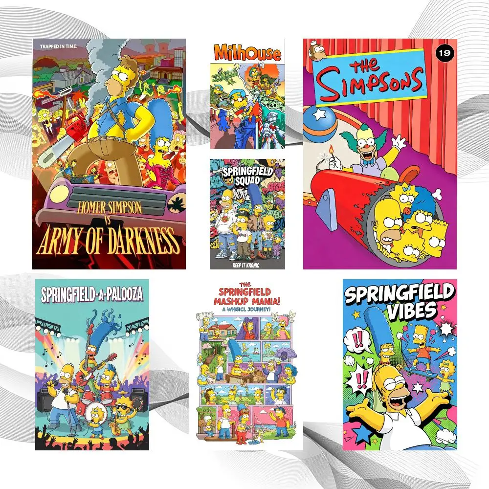 Cartoon Popular T-The Simpsons Poster Peel And Stick Wall Art Self Adhesive PP Waterproof Wall Decor Living Room Bedroom Gift