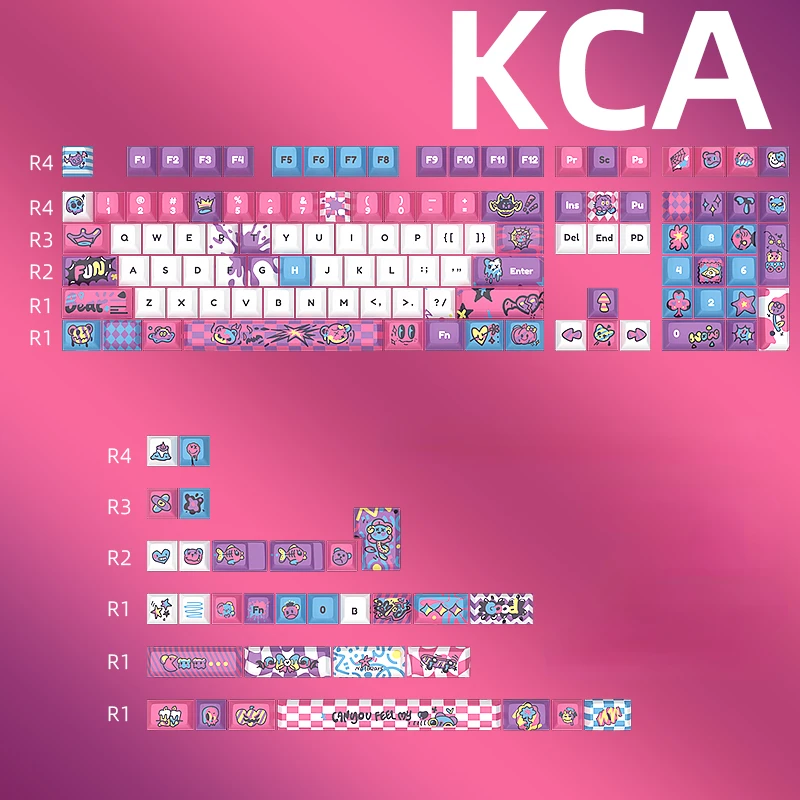 

139 Keys/Set Graffiti Bear Keycaps Cute PBT Key Caps KCA Profile for MX Switch Mechanical Keyboard DIY Custom Gift