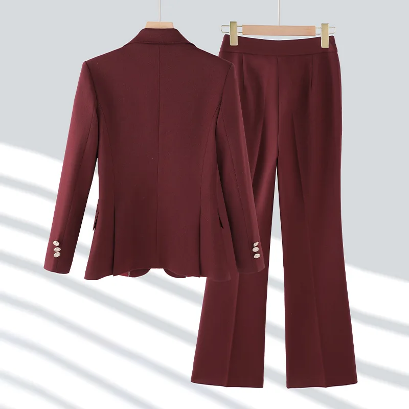 Giacca da abito rosso vino per donna primavera e autunno 2024new Suit Suit Suit President Temperament Office Wear abiti da lavoro