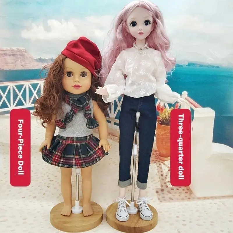 Multiuse Wooden Toy Doll Stand With Sliding Height Mechanism Base For Various BJDs Doll Size Display Accessories