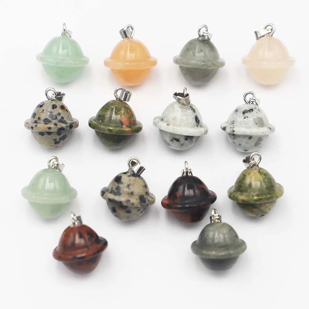 1 قطعة 16x18 مللي متر الطبيعية شبه حجر كريم قلادة جديد الأقمار الصناعية الكواكب سديم افينتورين شكل الحلوى عقد دي اي واي أقراط #4