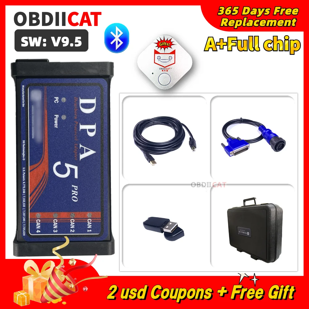 V9.5 DPA5 Pro Bluetooth connector   Professional Scanner Tool wabco diagnostic cable Tool Support WABCO Software