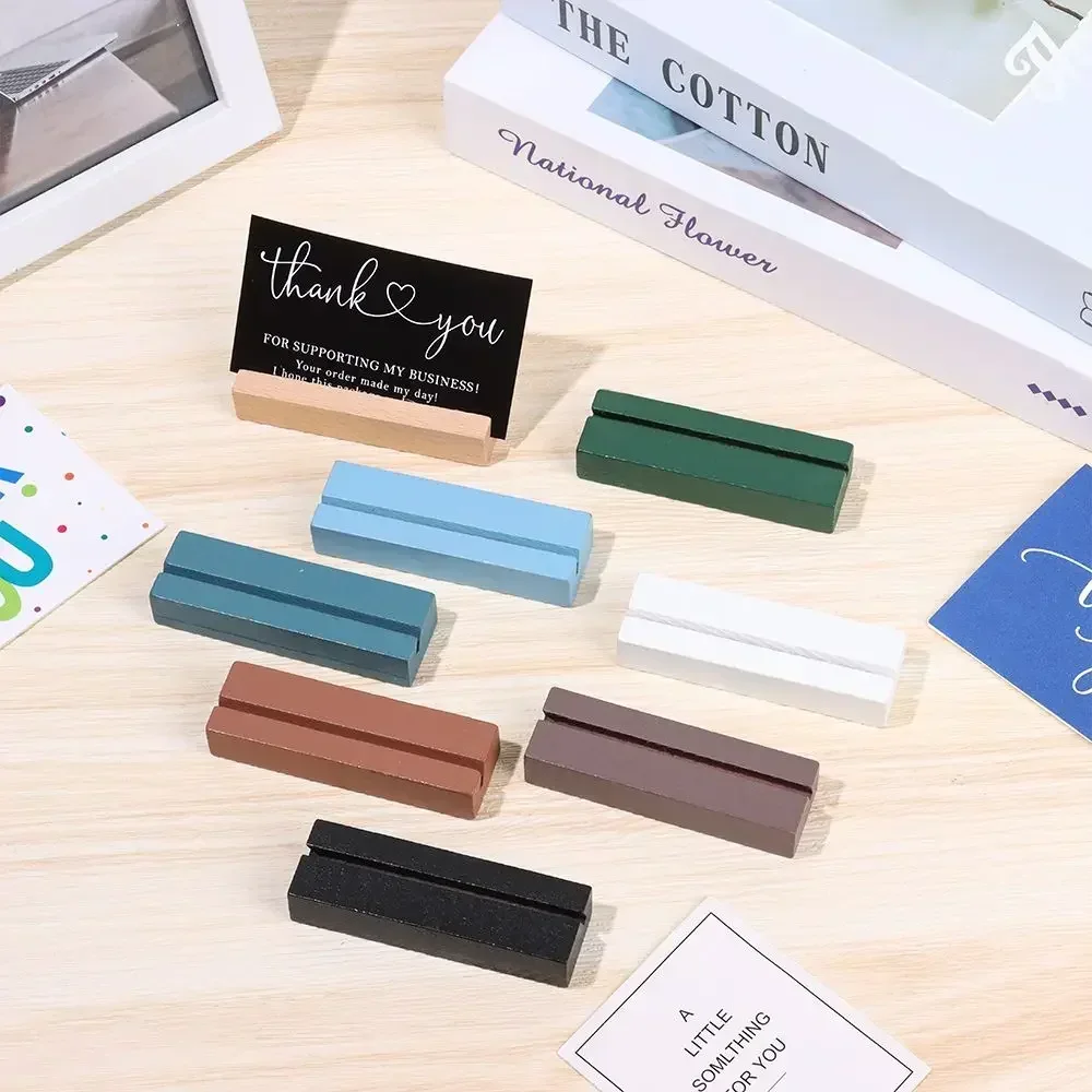 1Pc Wooden Table Numbers Holder Romantic Wood Photos Clip Place Card Clamps Stand Picture Cards Display Stand Desktop Decoration