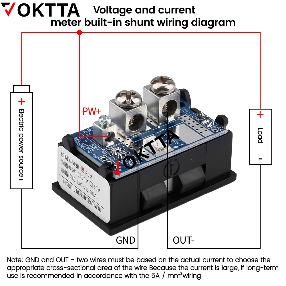 DC4.5-30V 30A/50A woltomierz cyfrowy Mini Tester detektora miernik napięcia prądu miernik 0,28 cala niebieski czerwony wyświetlacz podwójna lampa LED