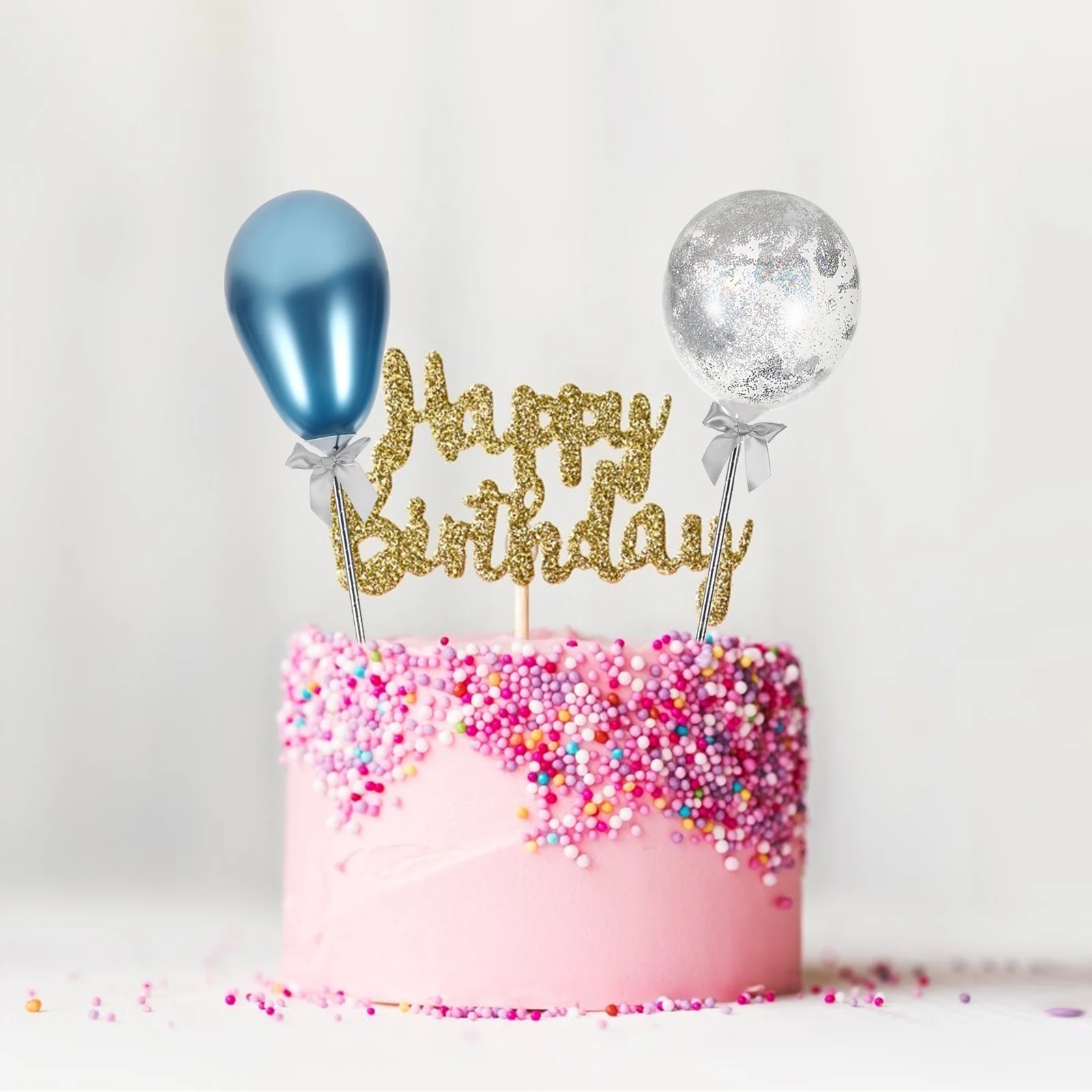 

1Set Balloon Cupcake Toppers Bright Color Not Easy to Leak Cake Decoration Supplies Balloon Cake Topper Cupcake Topper