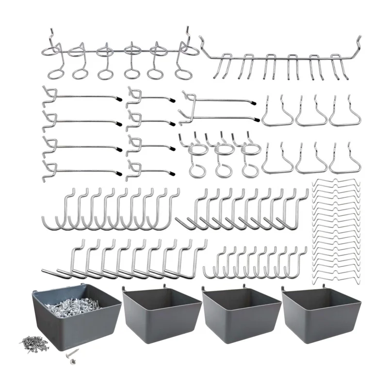 

Pegboard Organizer Hooks Metal Peg Board Organizer Accessories 80Pcs Peg Board Tool Utility Hooks Peg Locks Peg Board Organizer