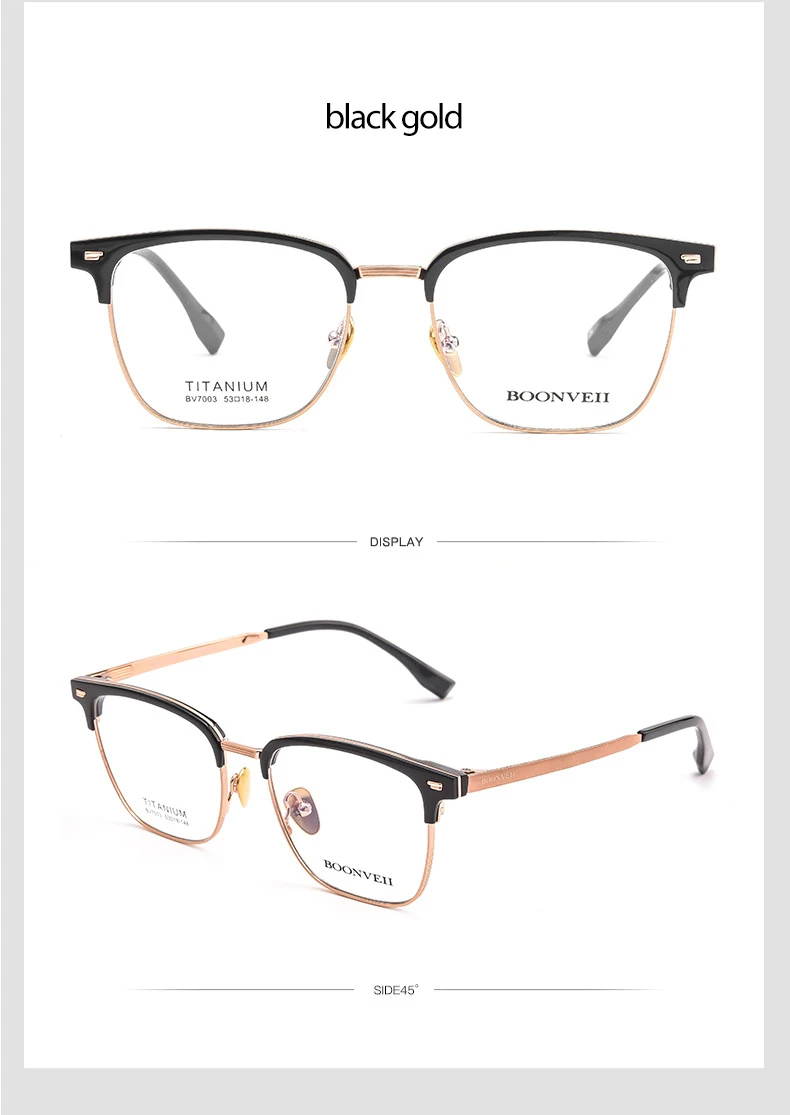 Reines Titan Rahmen Gläser Vollrand Brillen Federscharniere Männer Stil Kurzsichtige Brille Neue Ankunft Gläser – Detail 14