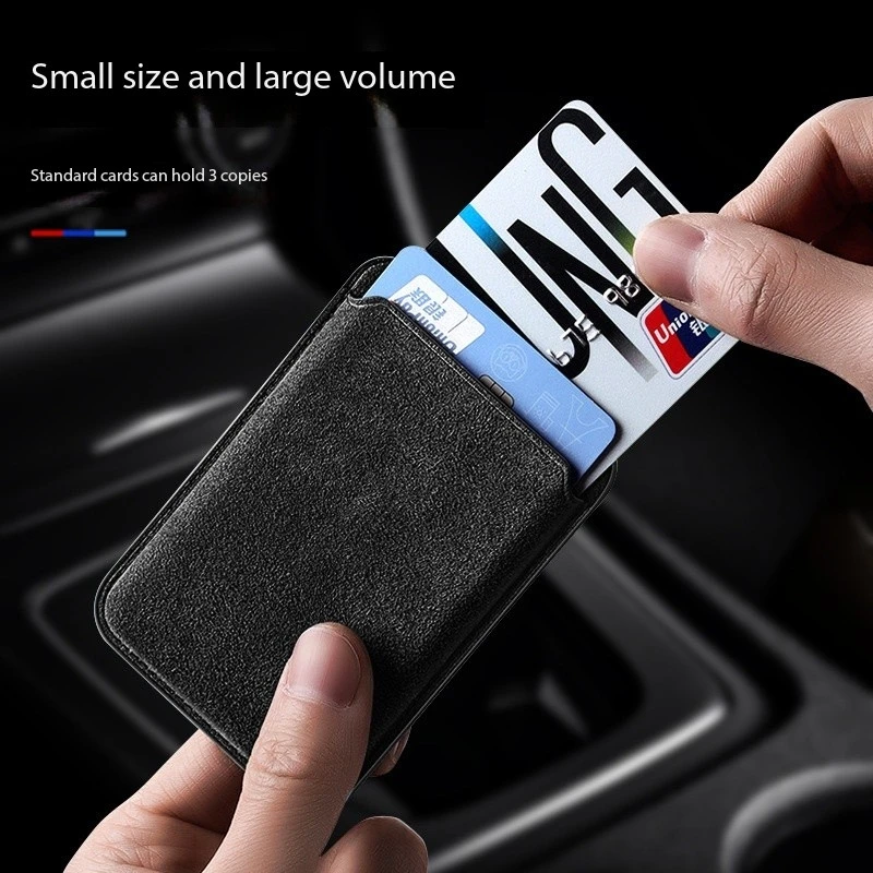 Etui portfelowe z magnetyczną skórą ALCANTARA do iPhone 16 17 18 Pro Max Air z uchwytem na karty Magsafe, etui do Samsung S25 — zdjęcie produktu 4
