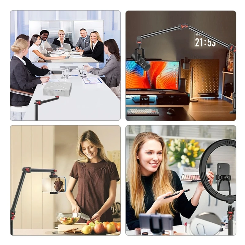 

360 Metal 3 Arm with Big Clip Desktop Boom Arm Stand, 360° Horizontal 0 55mm Clamp