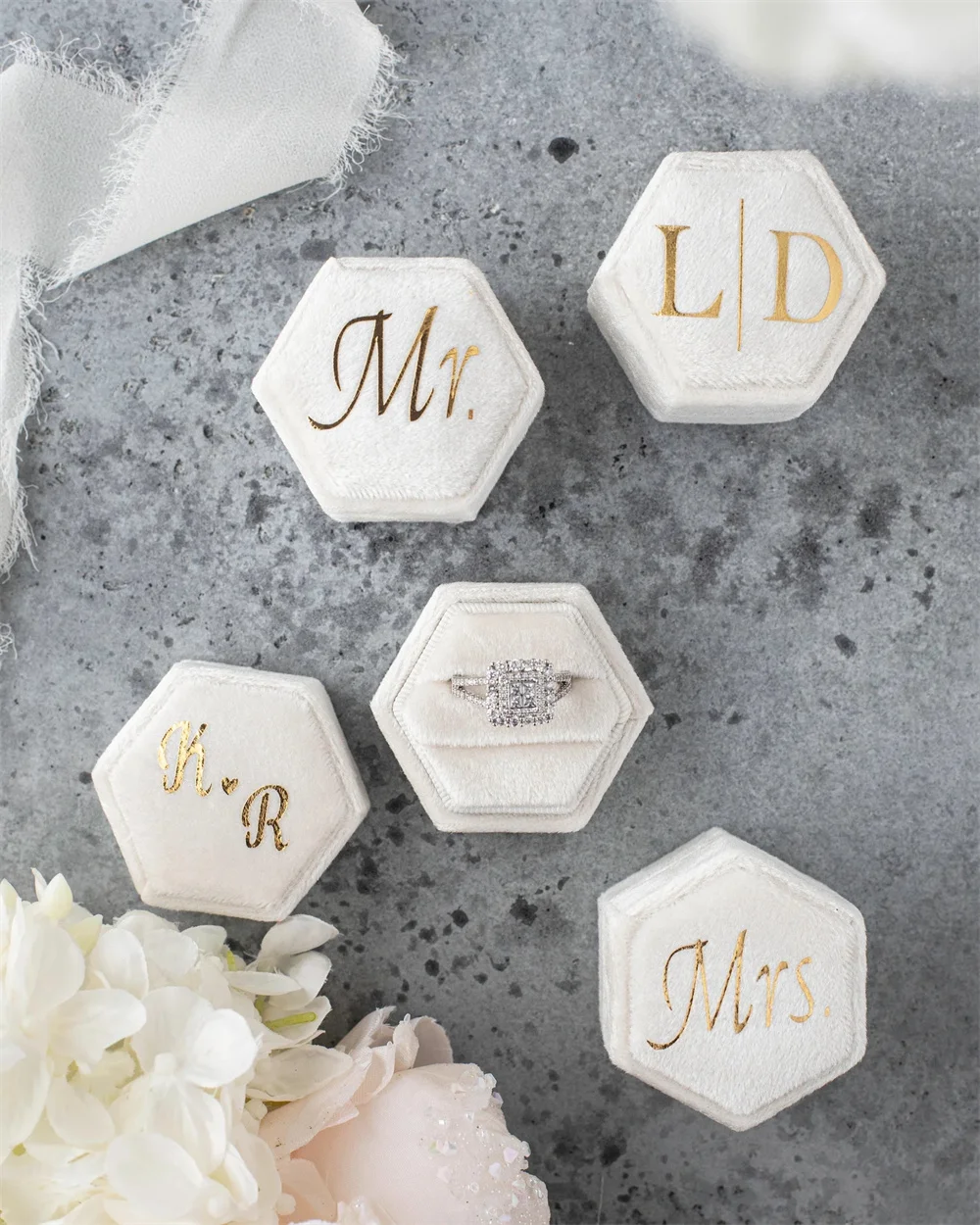 RING BOX Personalized Velvet Ring Box Monogram Ring Box Wedding Engagement Ring Box Custom Ring Bearer Mrs. Ring Box Christmas G