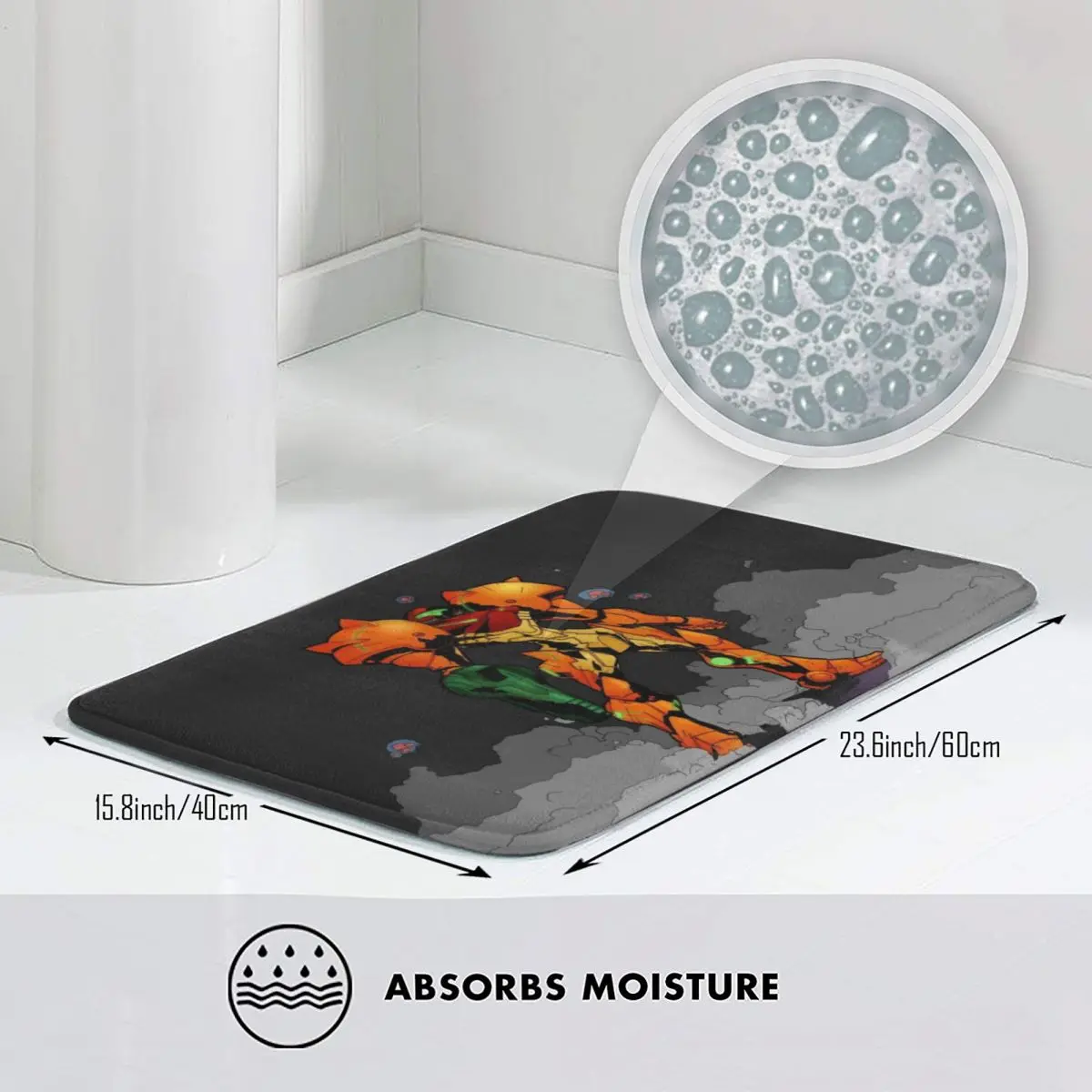 Metroid Samus Aran Prime Hunter (1) Anti-slip Doormat Floor Mat Carpet Rug for Kitchen Entrance Home Bedroom Footpad Mats