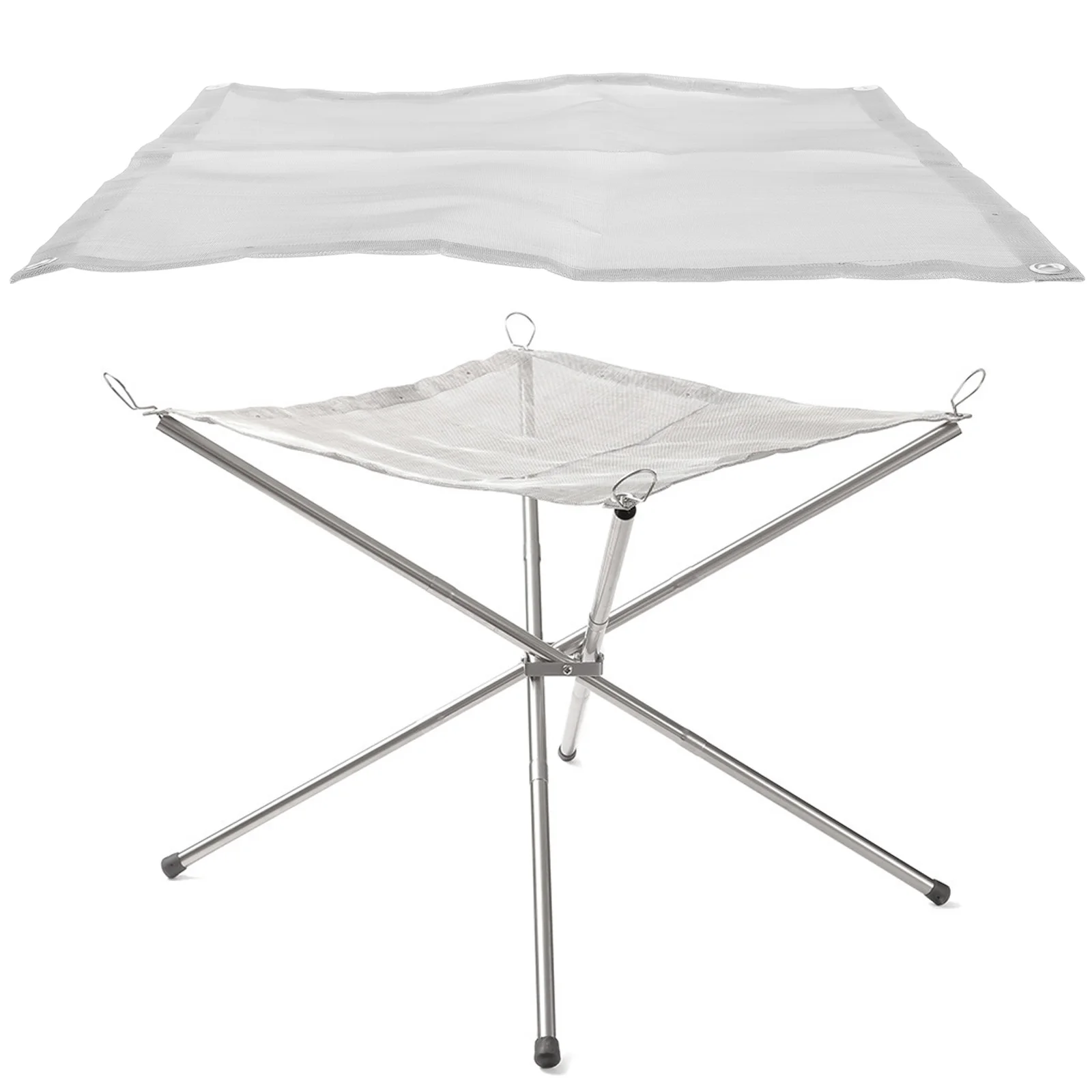 

Portable Fire Rack Campfire Cooking Equipment Stainless Steel Barbecue Grill Foldable