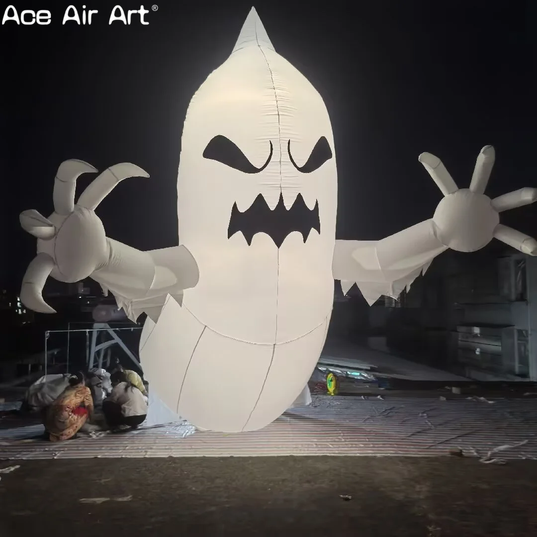 

Гигантское надувное украшение на Хэллоуин, надувной призрак для наружного двора, лужайки, вечеринки и дома с привидениями