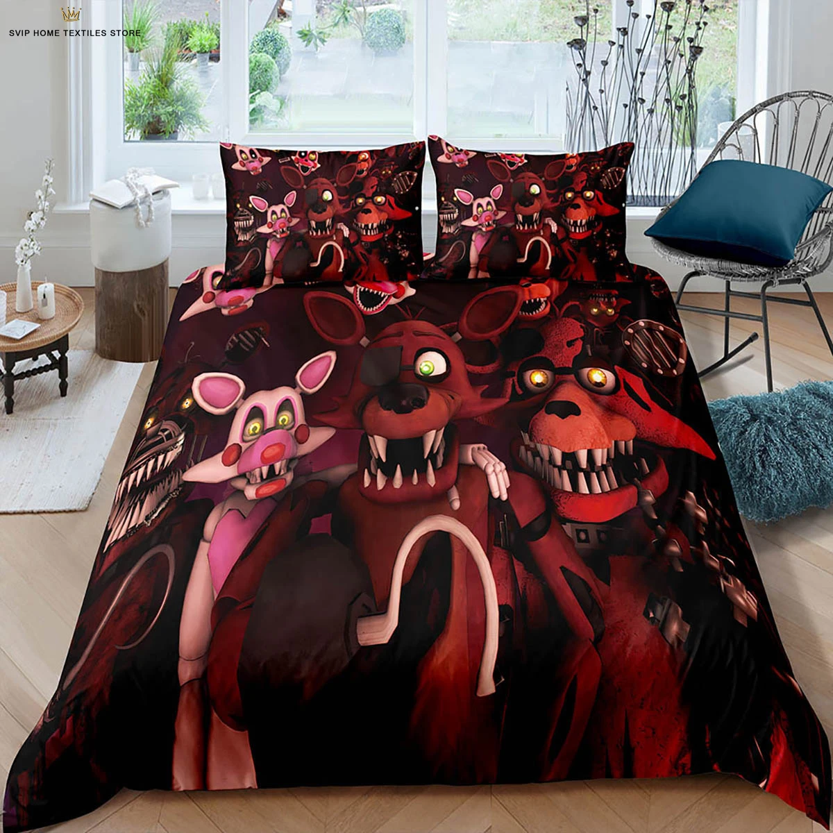 Dark Game Cartoon Print Quilt Cover Dormitory Children's Room Bedding Set Quilt Cover Pillowcase 100% Polyester 3 Pieces