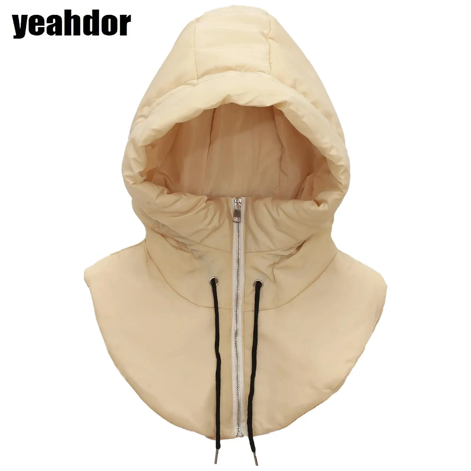 1Pc Unisex Windproof Cap Men Women Thickened Zipper Adjustable Drawstring Windproof Cap for Cycling Hiking Outdoor Sports